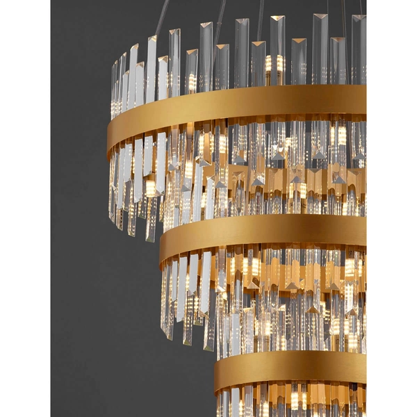 Potrójna lampa wisząca CHOLULA LE44723 pierścienie złota przezroczysta