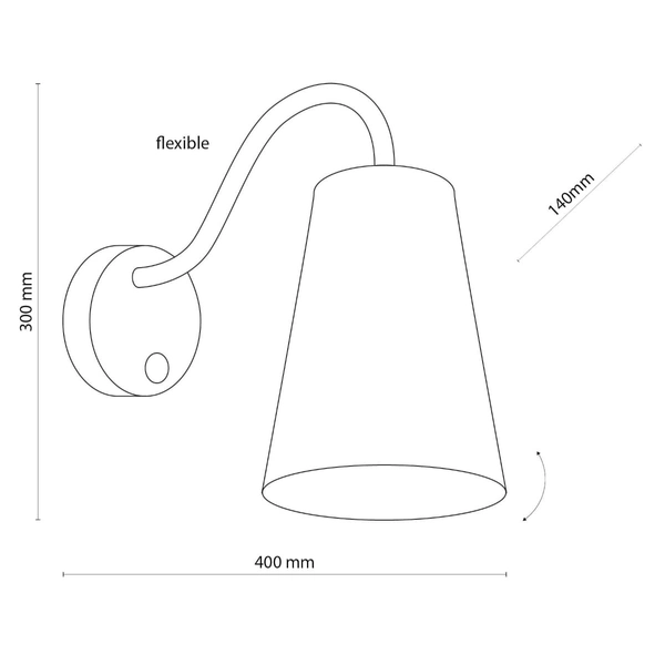 Kinkiet ścienny z tkaninowym abażurem Wire 2448 TK Lighting z peszlem pomarańczowy