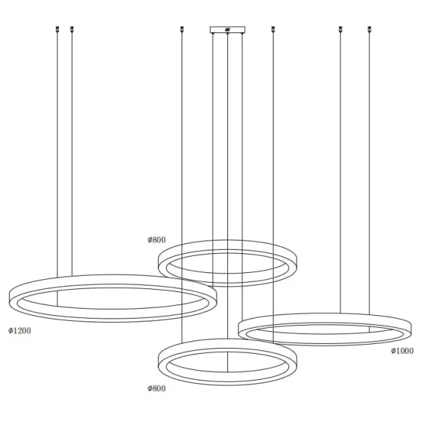 Salonowa lampa wisząca Circle ST-8848-80+80+100+120 nickel Step LED ringi nikiel