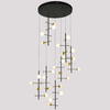 Modernistyczna LAMPA wisząca HELMOND PND-43883-28 Italux metalowa OPRAWA kaskada LED 89W 3000K molekuły ZWIS czarny złoty
