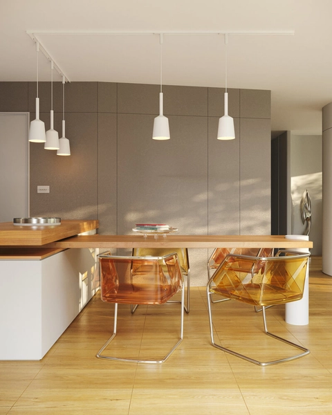 Trójfazowa lampa wisząca do systemu szynowego Tulipe S0017 nad wyspę biała