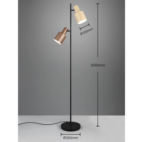 Lampa podłogowa ELIOR DL217419400 Trio z przełącznikiem nożnym beżowa brązowa