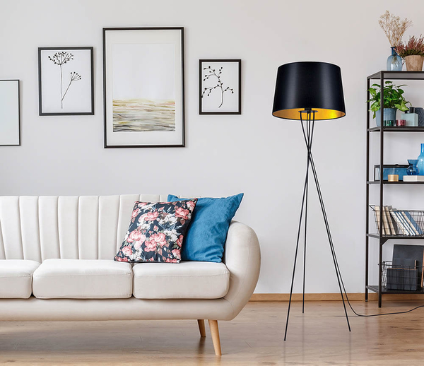 Lampa podłogowa Remi K-4358 na trójnogu czarna złota