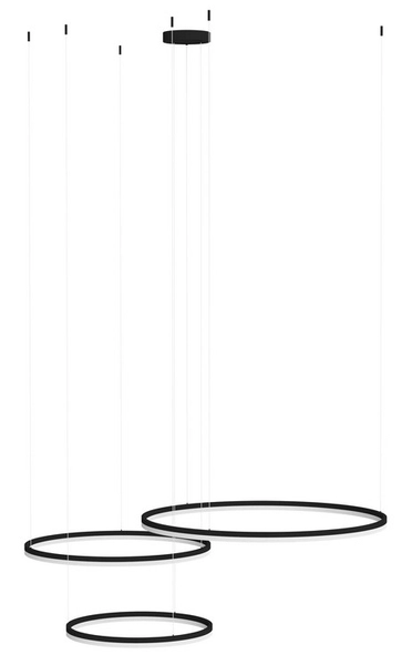 Lampa wisząca Halo AZ5349 120+100+80 LED 180W pilot ring czarny