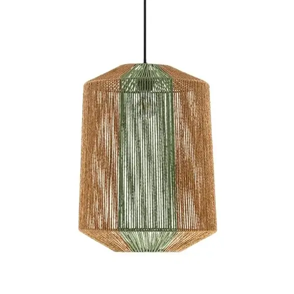 Skandynawska wisząca lampa SONVERA LE45347 do sypialni drewno-zieleń