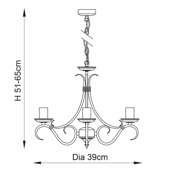 Świecznikowa lampa wisząca Bernice 2030-3AN do pokoju Endon mosiądz