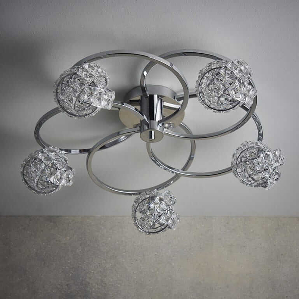 Kryształowa lampa sufitowa Talia 76595 Endon metal szkło transparentny chrom