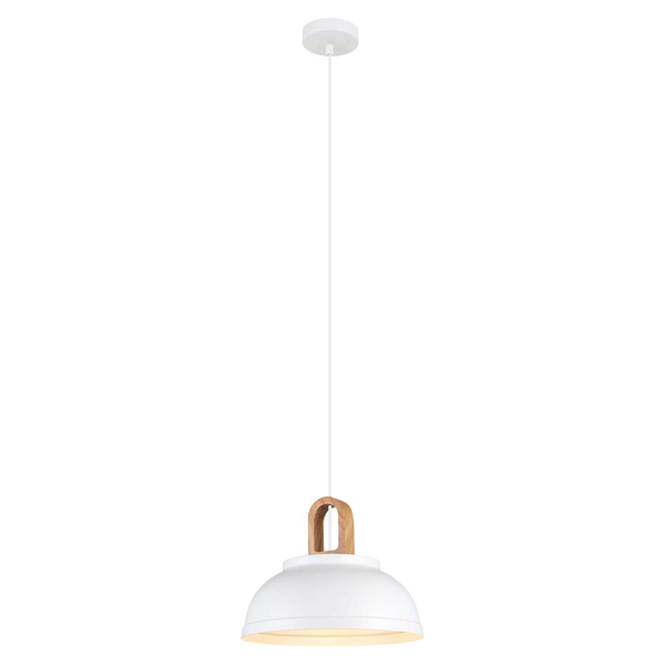 LAMPA wisząca DANITO MDM3153/1M W Italux skandynawska OPRAWA metalowy zwis drewno biały