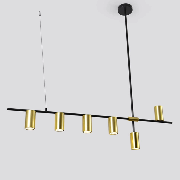 Lampa wisząca ARIZONA LP-074/6PL BK/GD Light Prestige loftowa oprawa metalowy zwis tuby czarne złote