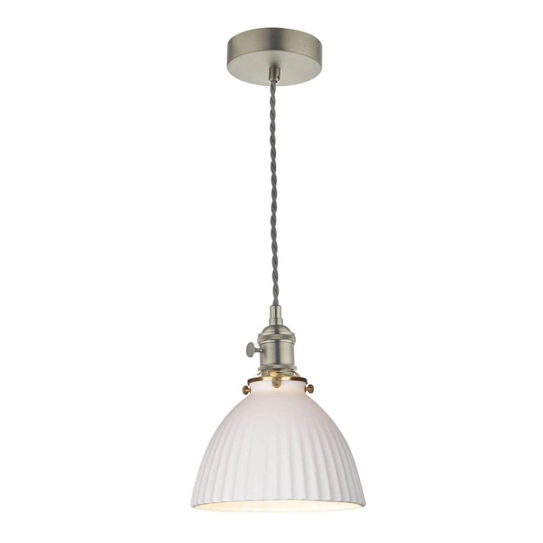 Zwieszana lampa ceramiczna do salonu Hadano HAD0161-09 chrom biały