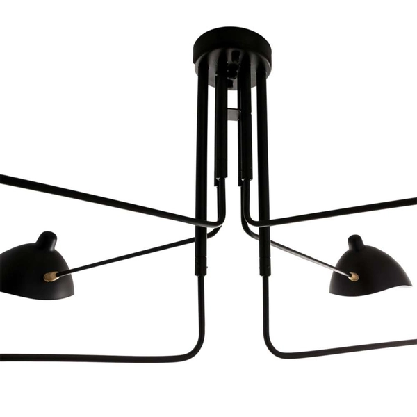 LAMPA sufitowa DAVIS MDE610/4+2 Italux metalowa OPRAWA na wysięgnikach retro czarna
