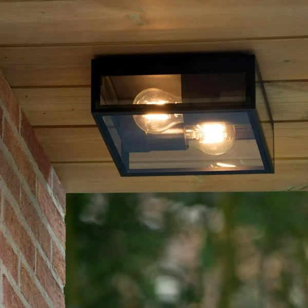 Loftowy kinkiet ścienny DUKAN 15802/02/30 Lucide IP65 zewnętrzny czarny