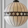 Lampa wisząca kula Fargo 67045 Interiors Tiffany do jadalni szkło beżowa czarna