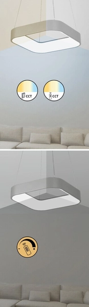 LAMPA wisząca ADELINE 3927 Rabalux metalowa OPRAWA kwadratowa LED 28W 3000K - 6000K zwis szary