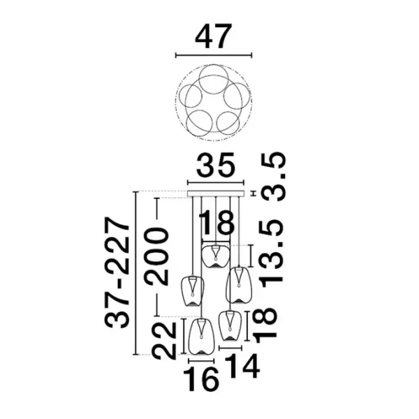 Wisząca lampa szklana JAREVIA LE45127 LED 18W 3000K owalna złota