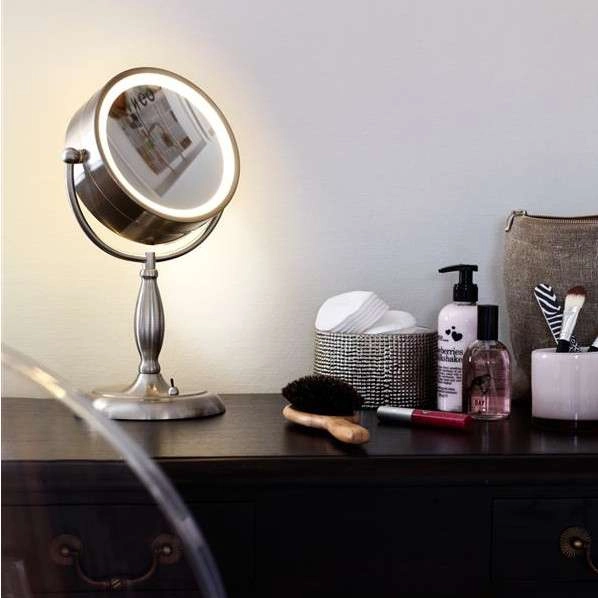 Stojąca LAMPA stołowa FACE 105237 Markslojd metalowa LAMPKA powiększające lustro do makijażu stal