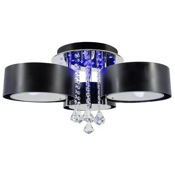 LAMPA sufitowa DRS8006/3 8C LED 180W BL Elem metalowa OPRAWA crystal glamour chrom czarna