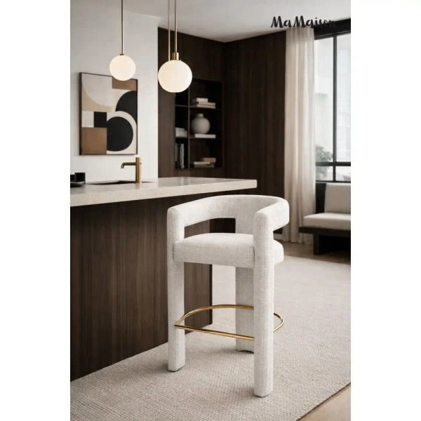 Krzesło LOGAN MM001501100352 białe tapicerowane tkaniną do jadalni 55cm