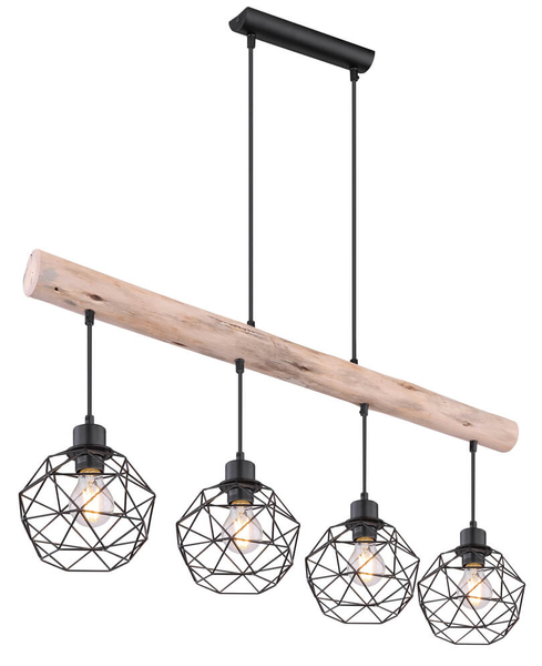 Lampa wisząca Theodor 154 16-4 druciana czarna drewniana
