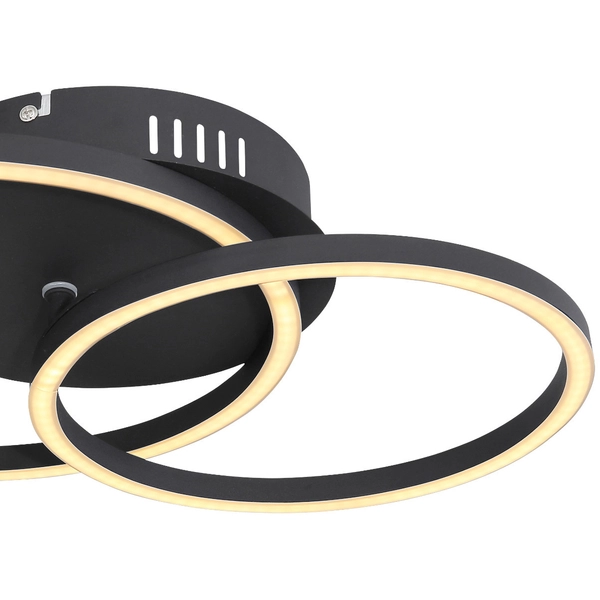 LAMPA sufitowa KENDY 67233-30S Globo metalowa OPRAWA geometryczna LED 30W 3000K pierścienie czarne rings