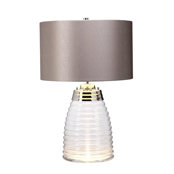 Dekoracyjna stołowa lampa QN-MILNE-TL-GREY abażur szary