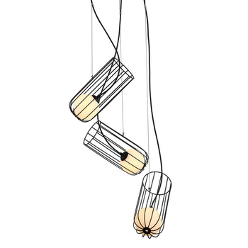 Kaskadowa lampa wisząca Coco MDM-3941/3 BK Italux koszyk metalowa czarny biały