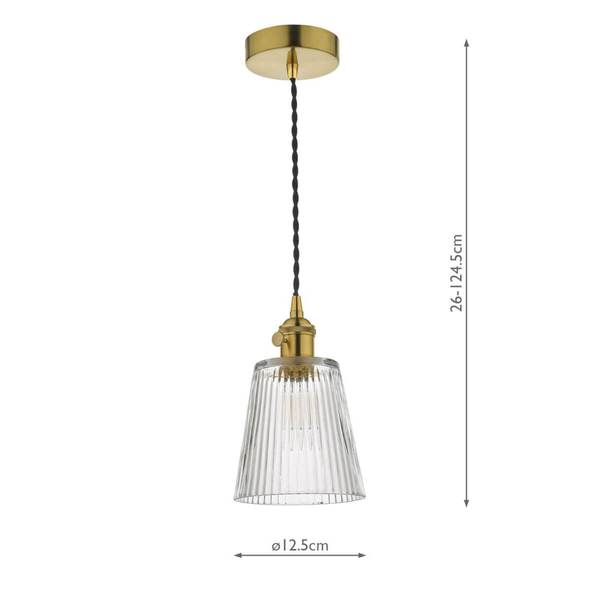 Plisowana lampa wisząca szklana Hadano HAD0140-05 Dar Lighting przezroczysta mosiądz