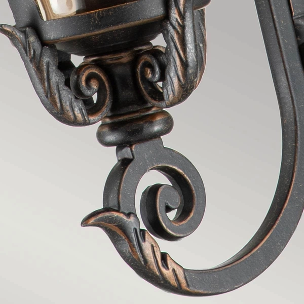 Zewnętrzna lampa ścienna Baltimore BT1-M Elstead latarnia IP44 szkło brąz