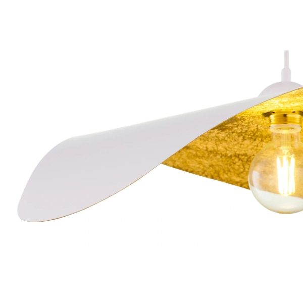 Wisząca falowana lampa LEAF biała złota 1xE27 kapelusz 41921