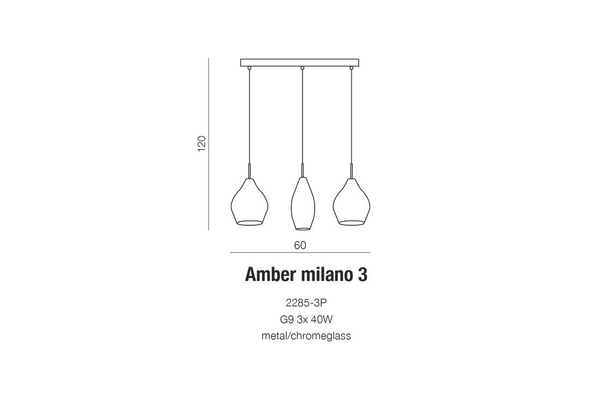Potrójna lampa wisząca Amber Milano AZ2149 Azzardo chrom