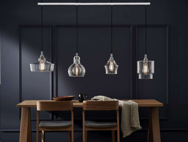 LAMPA wisząca LONGIS 10523409 Kaspa metalowa OPRAWA listwa ZWIS szklany przezroczysty