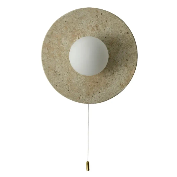 Okrągły kinkiet ścienny Bilo WL0112 mleczna kula złoty mosiądz