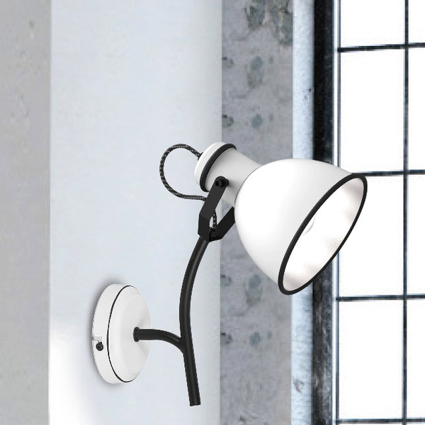 Lampa ścienna ZUMBA 91-72122 metalowa regulowany reflektorek biały czarny