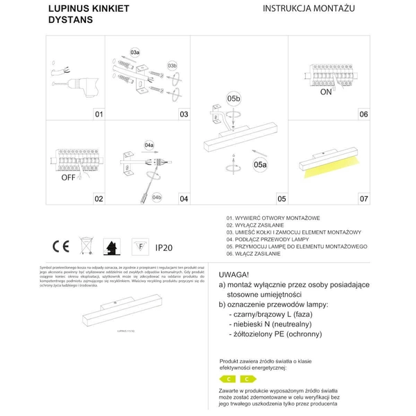 Liniowy natynkowy kinkiet Lupinus 6115D12202-1 Elkim LED 32W 4000K biały
