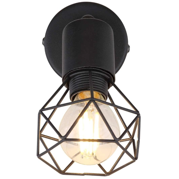 Druciana LAMPA ścienna XARA I 54802S-1 Globo metalowa OPRAWA industrialny kinkiet czarny