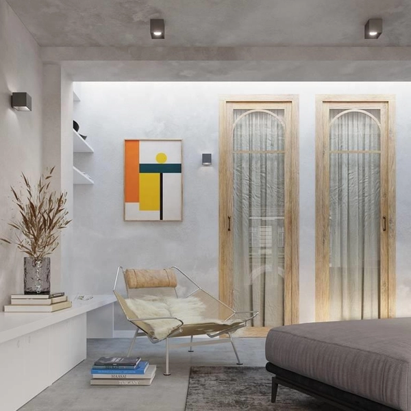 LAMPA ścienna SL.0565 metalowa OPRAWA kinkiet kostka cube grafitowa