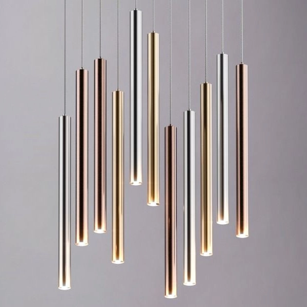 Lampa wisząca LOYA P0461-11A-B5SC LED 55W 3000K tuby chrom miedź złoty