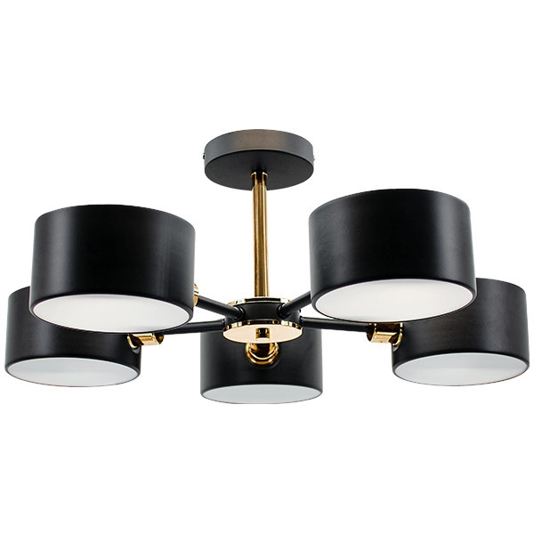 LAMPA sufitowa 3020/5 BL TR Elem metalowa OPRAWA abażurowa czarna złota