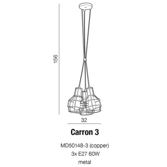 Salonowa lampa wisząca Carron AZ1660 Azzardo kaskada druciaki miedź