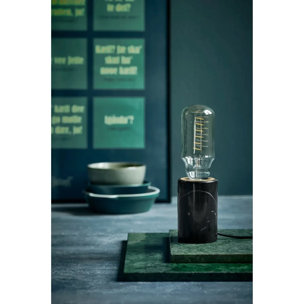 Nocna lampka do sypialni Siv 45875003 marmurowa czarna