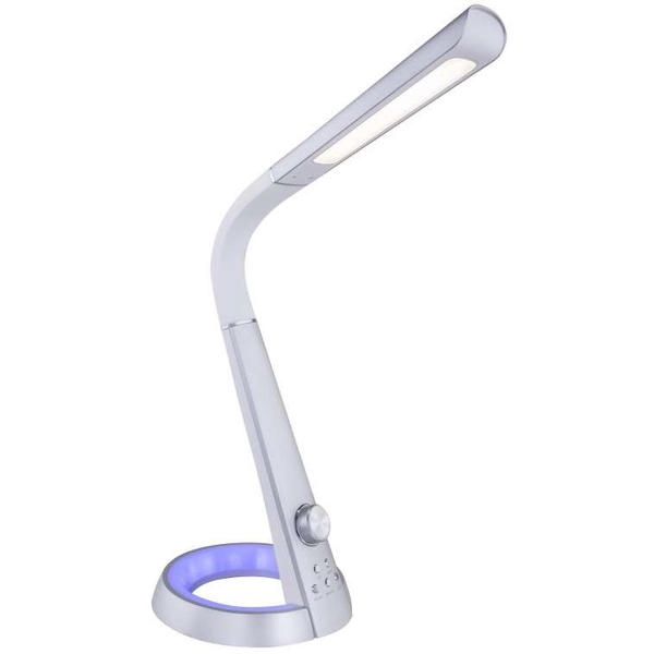 Elastyczna LAMPA stojąca MITTI 58376S Globo regulowana LAMPKA biurkowa LED 8W 3000K - 6300K z portem USB srebrna