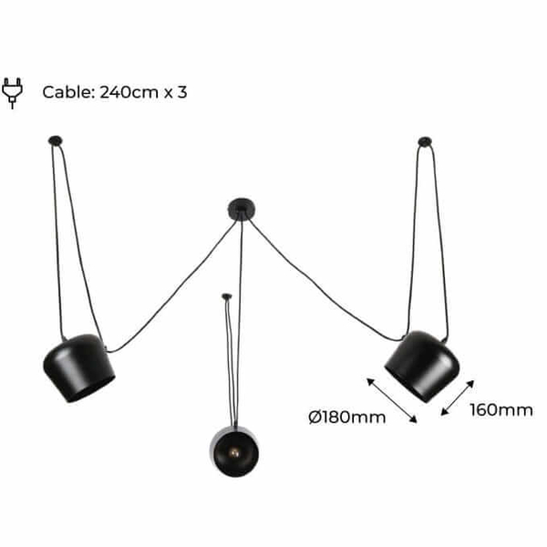 Wisząca lampa nad stół Spider ABR-SHIL-E27 Abruzzo regulowana czarna