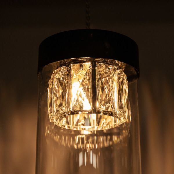 Wisząca lampa tubki GEM P0389-01D-P7AC szklana czarny przezroczysty