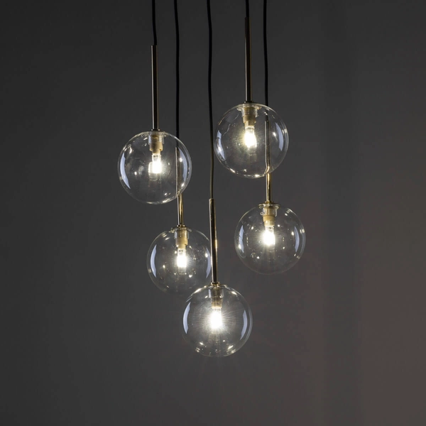 Lampa zwisająca Nilos 5943 bańki do jadalni kule przezroczysta złota