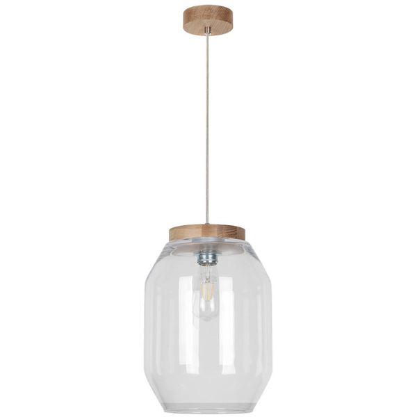Loftowa lampa wisząca VASO 169010174 szklana słoik przezroczysty drewno