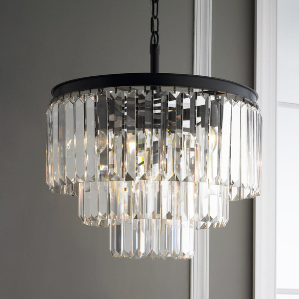 Wisząca lampa kryształowa CGHEREFALLZWIS czarna na łańcuchu