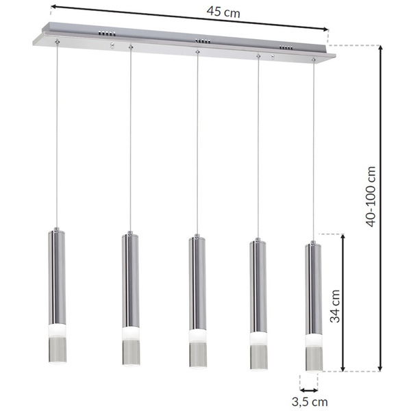 LAMPA wisząca ICE ML323 Milagro zwis OPRAWA listwa sufitowa LED 25W 4000K tuby sople chrom