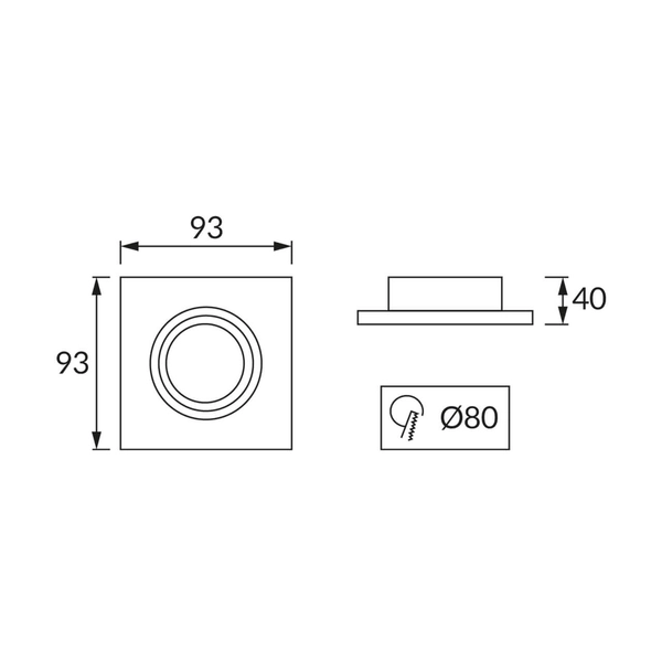 Nowoczesna lampa wpuszczana Indi C kwadratowa biała