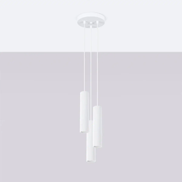 Potrójna lampa wisząca KARBON SL.1538 ryflowana podłużna biała