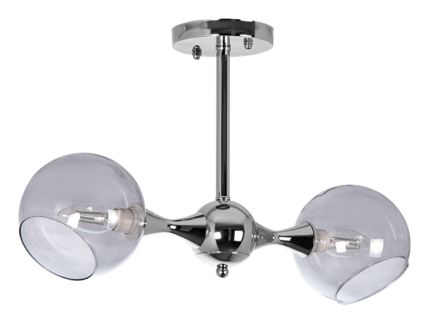 Modernistyczna lampa sufitowa VEN C854-2 szklane klosze chrom przydymione